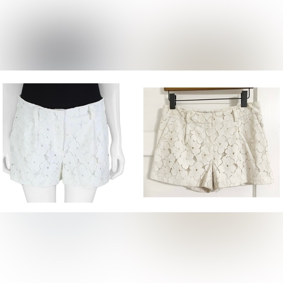 Diane Von Furstenberg White Floral Lace Applicate Authentic Shorts Mini Size 6 - Picture 1 of 7